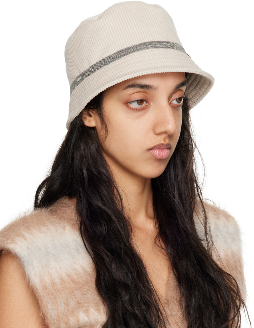 【関税＆送料込み】Brunello Cucinelli Cotton Bucket Hat Linen canvas bucket hat in beige - Brunello Cucinelli