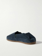 Mulo - Collapsible-Heel Suede Loafers - Blue