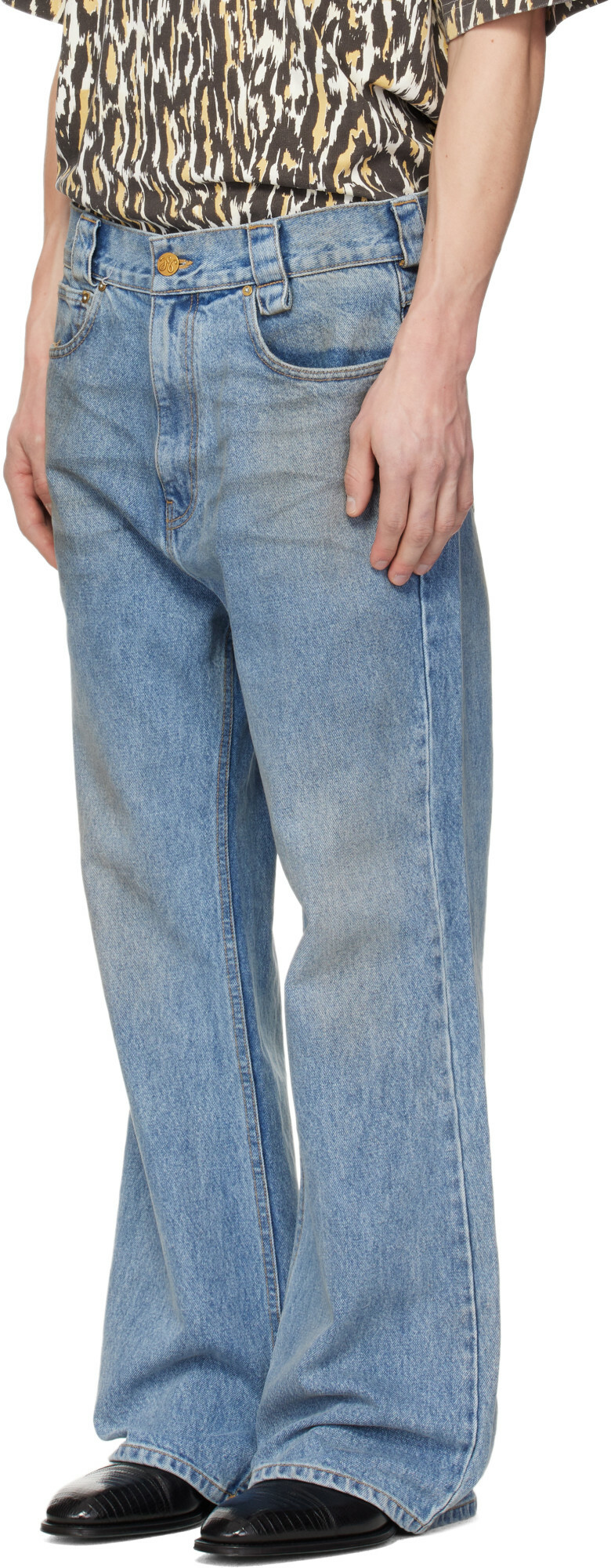 WILLY CHAVARRIA Blue Flared Denim Jeans