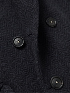 Massimo Alba - Dodge Double-Breasted Herringbone Wool Coat - Blue