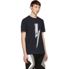 Neil Barrett Navy Scribble Lightning Bolt T-Shirt