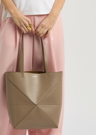 Loewe Puzzle Fold Medium Leather Tote - Sand - One Size