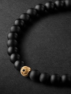 Shamballa Jewels - Rhodium-Plated and Yellow Gold, Diamond, Ceramic and Cord Bracelet - Black