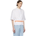 Haider Ackermann White and Orange Silk Wrap Belt Shirt