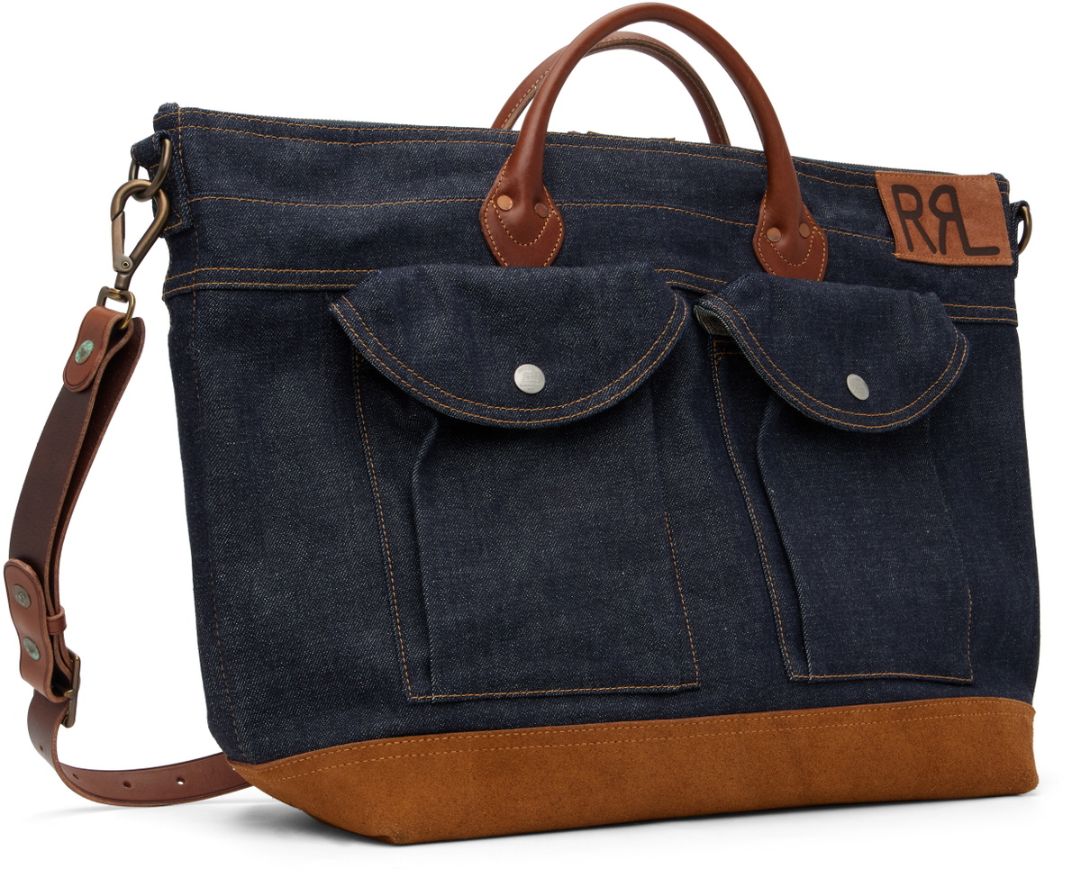 RRL Indigo Leather-Trim Denim Tote