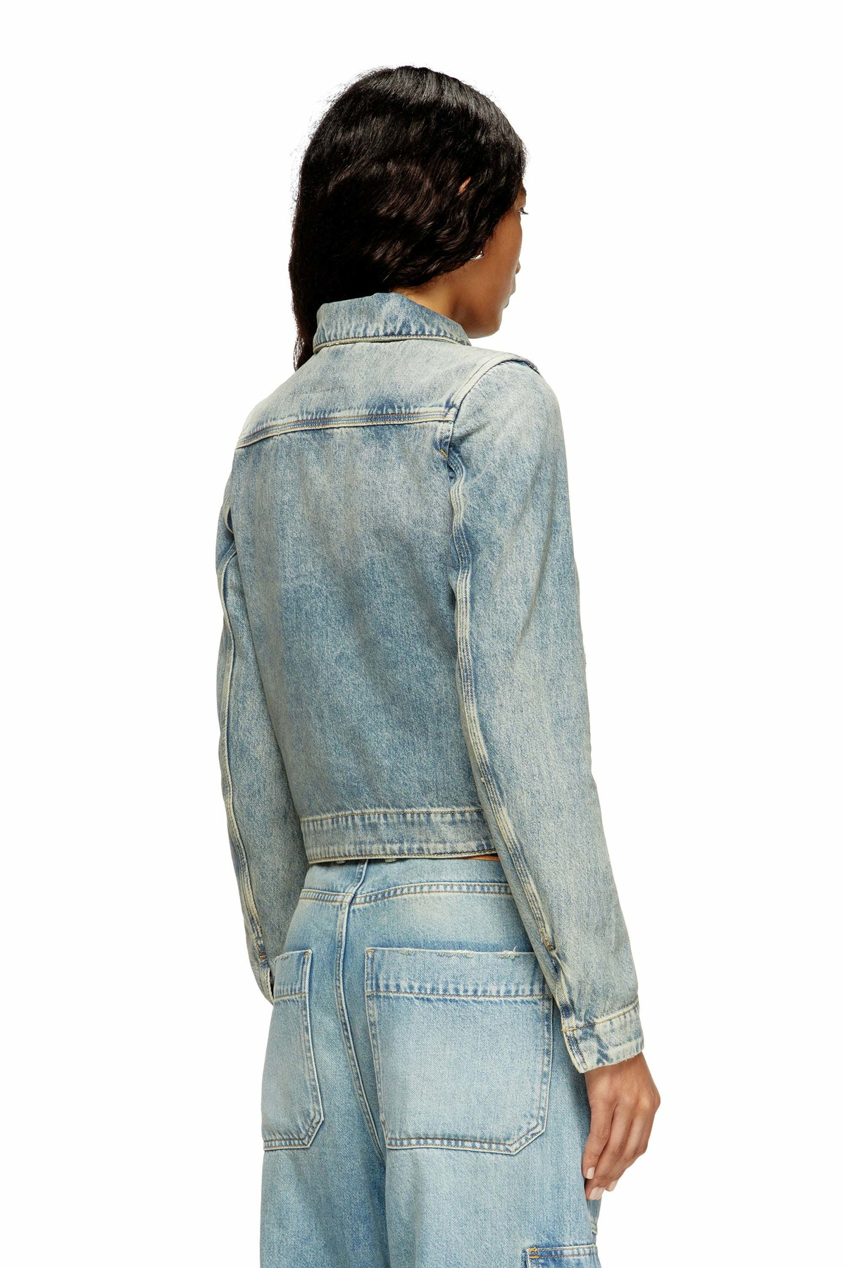 Diesel Jacket in dirt-effect fluid denim - Denim Jackets Womens in Blue
