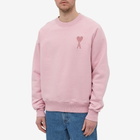AMI Men's Tonal Heart Crew Sweat in PalePink
