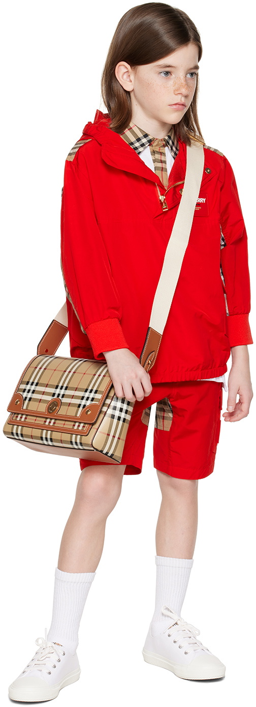 Burberry Kids Red Check Panel Shorts