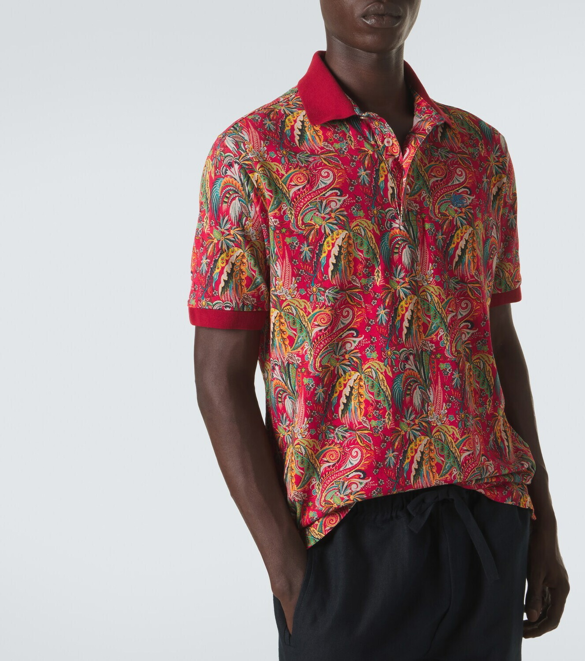 Etro Paisley cotton piqué polo shirt
