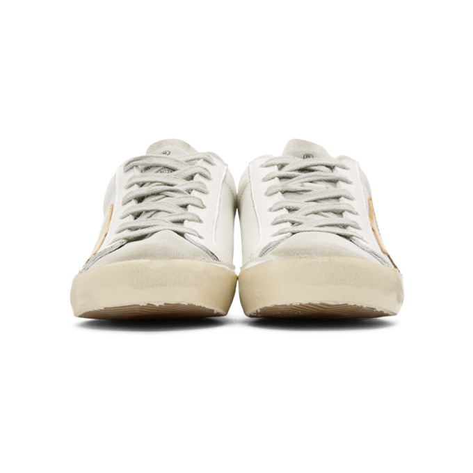 Golden Goose White and Yellow Superstar Sneakers Golden