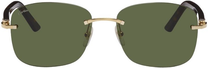Photo: Cartier Gold & Green Rimless Sunglasses