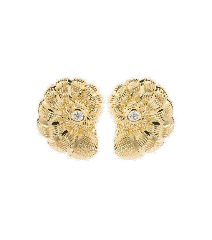 Photo: Sydney Evan Large Nautilus Shell 14kt gold earrings with diamonds