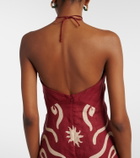 Cala de la Cruz Leda printed halterneck linen maxi dress