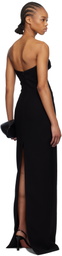 Mônot Black Bustier Crêpe Maxi Dress