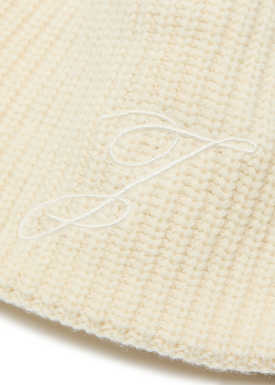 Jacquemus Le Bonnet Espiral Ribbed Wool Beanie - Off White - One Size