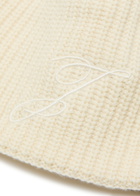 Jacquemus Le Bonnet Espiral Ribbed Wool Beanie - Off White - One Size