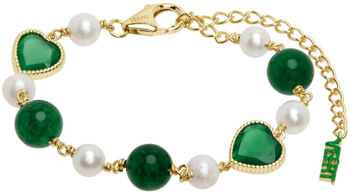 Photo: VEERT Gold & Green Onyx & Pearl Bracelet