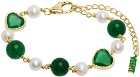 VEERT Gold & Green Onyx & Pearl Bracelet