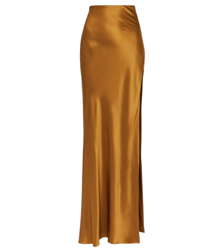 Photo: The Sei Asymmetric silk satin maxi skirt