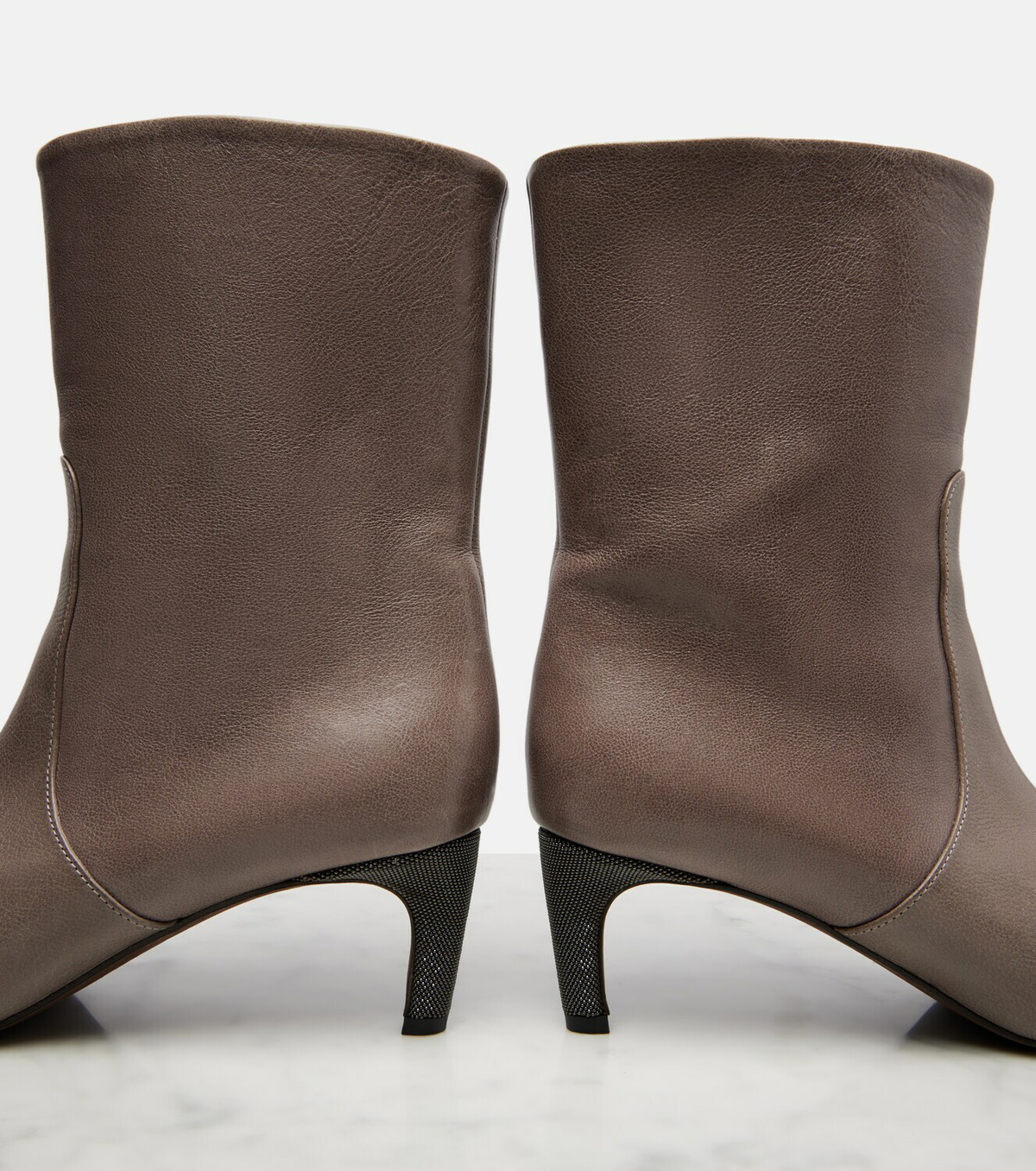 Brunello Cucinelli Monili leather ankle boots