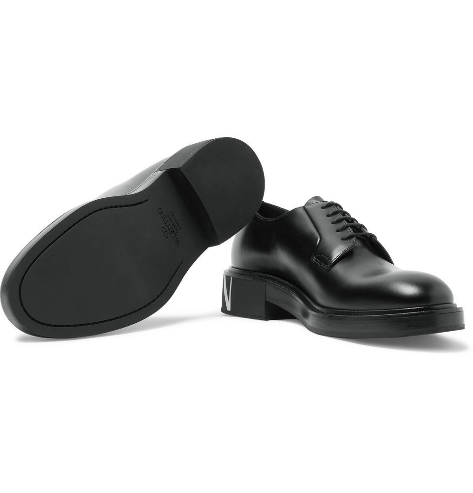 Valentino - Valentino Garavani Logo-Print Leather Derby Shoes - Men - Black