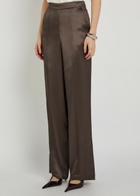Emporio Armani Straight-leg Satin-twill Trousers Brown