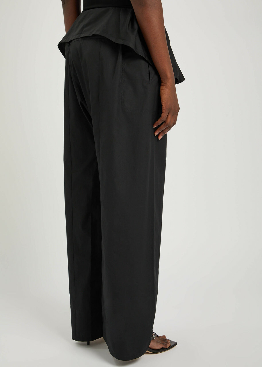 Wardrobe.nyc Fisherman Wrap-front Cotton-blend Poplin Trousers Black