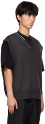 C2H4 Black Distressed Vest