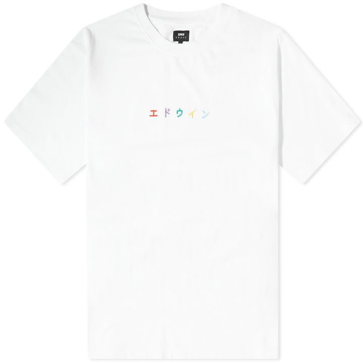 Photo: Edwin Men's Katakana Embroidery T-Shirt in White/Multi