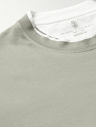 Brunello Cucinelli - Contrast-Tipped Cotton-Jersey T-Shirt - Green