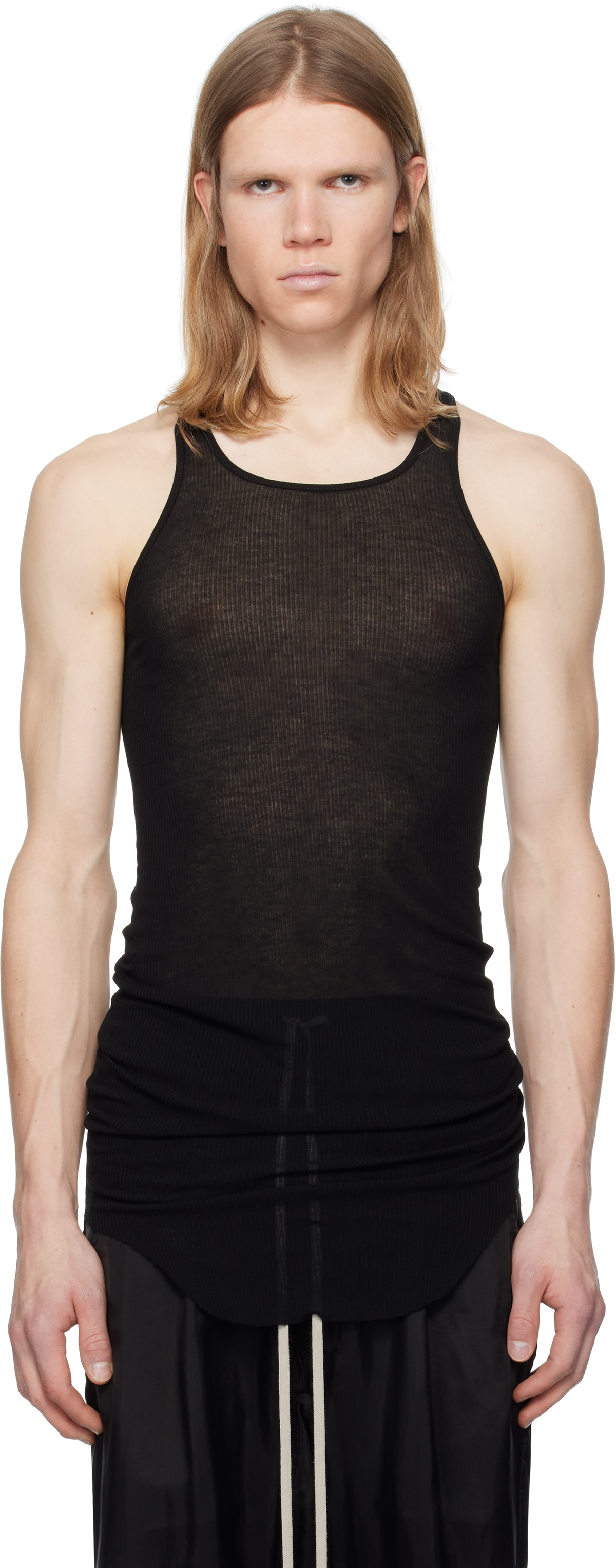Rick Owens Black Hollywood Basic Rib Tank Top Rick Owens