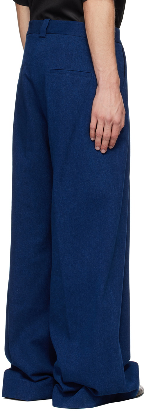 King & Tuckfield Navy Wide Leg Denim Trousers