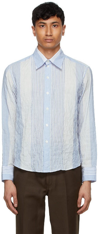 Photo: Second/Layer Blue & White Multi-Stripe Ancho Shirt