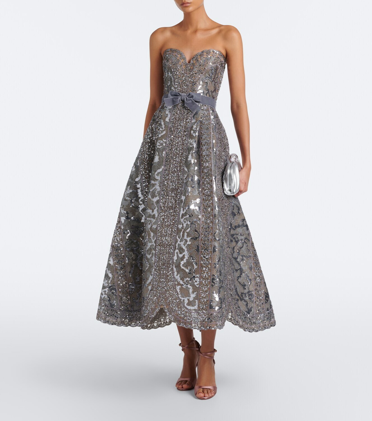 Elie Saab Sequined tulle bustier dress