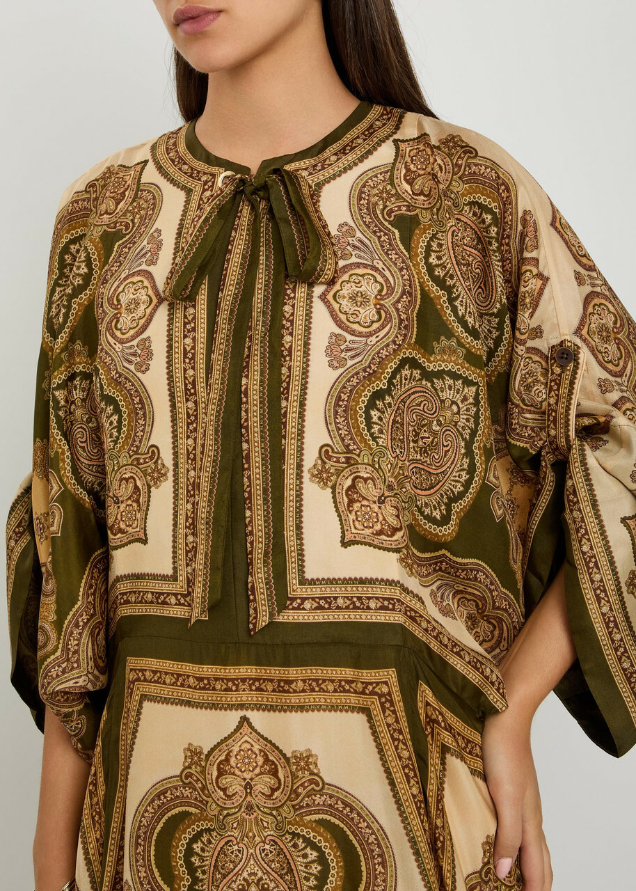 Zimmermann Mahon Printed Silk Midi Tunic Dress Multicoloured