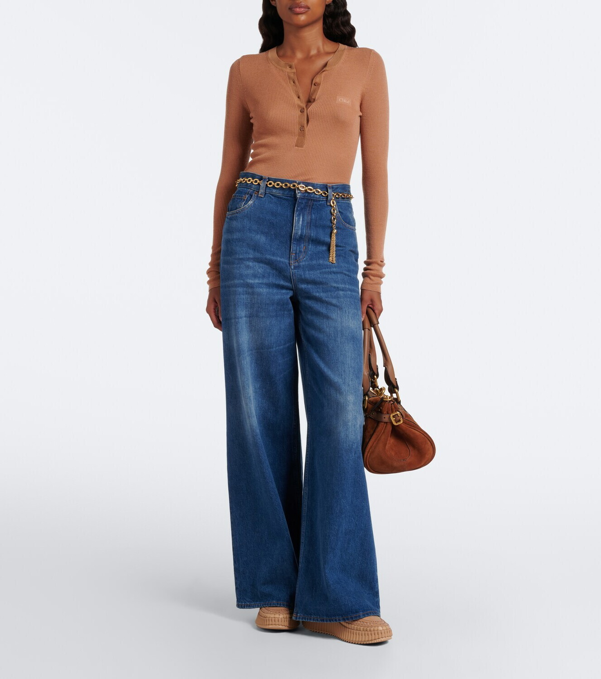 Chloé Nama shearling-lined suede platform sneakers