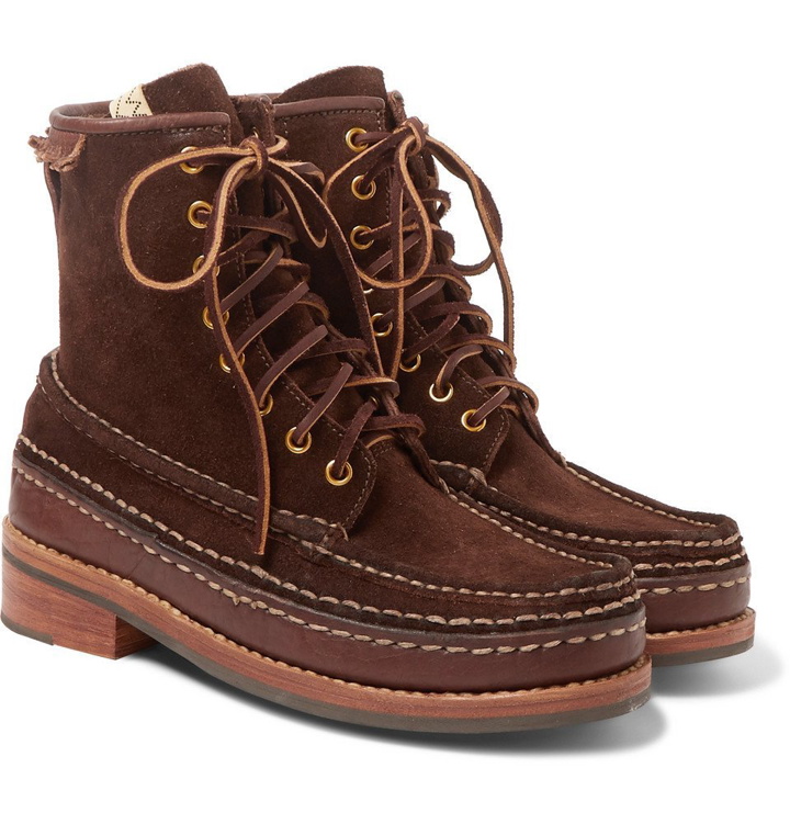 Photo: visvim - Grizzly Leather-Trimmed Suede Boots - Men - Dark brown