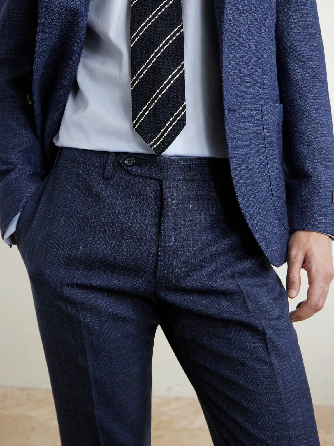 Canali - Travel Straight-Leg Wool, Silk and Linen-Blend Suit Trousers - Blue