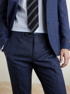 Canali - Travel Straight-Leg Wool, Silk and Linen-Blend Suit Trousers - Blue