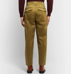 Monitaly - Tapered Pleated Cotton-Sateen Trousers - Neutrals