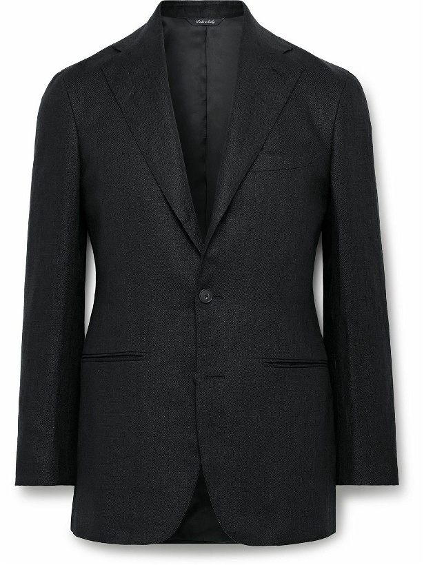 Photo: Saman Amel - Slim-FIt Linen Suit Jacket - Black
