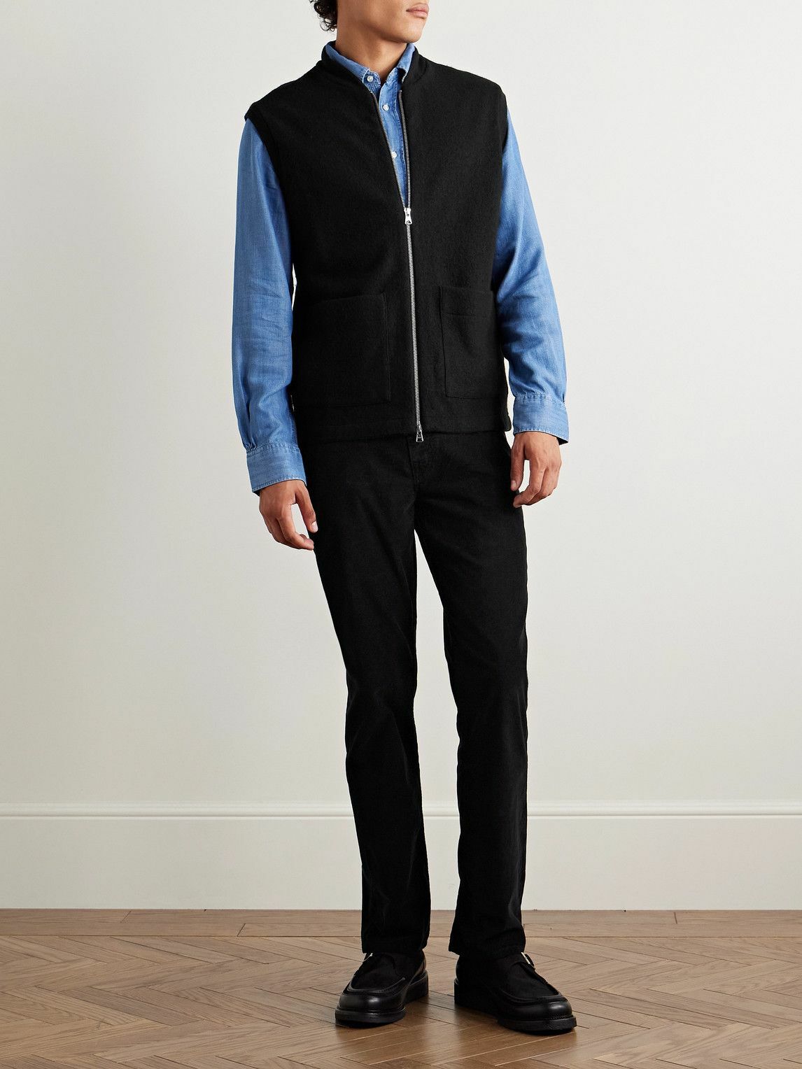 NN07 - 6398 Boiled Wool Gilet - Black