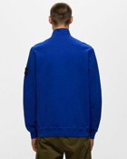 Stone Island Sweat Shirt Brushed Cotton Fleece, Garment Dyed Blue - Mens - Half Zips