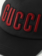 GUCCI - Logo-Appliquéd Cotton-Twill and Mesh Baseball Cap - Black