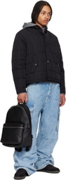 Hugo Black Perforated Faux Leather Backpack