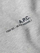 A.P.C. - Item Logo-Print Cotton-Jersey Hoodie - Gray