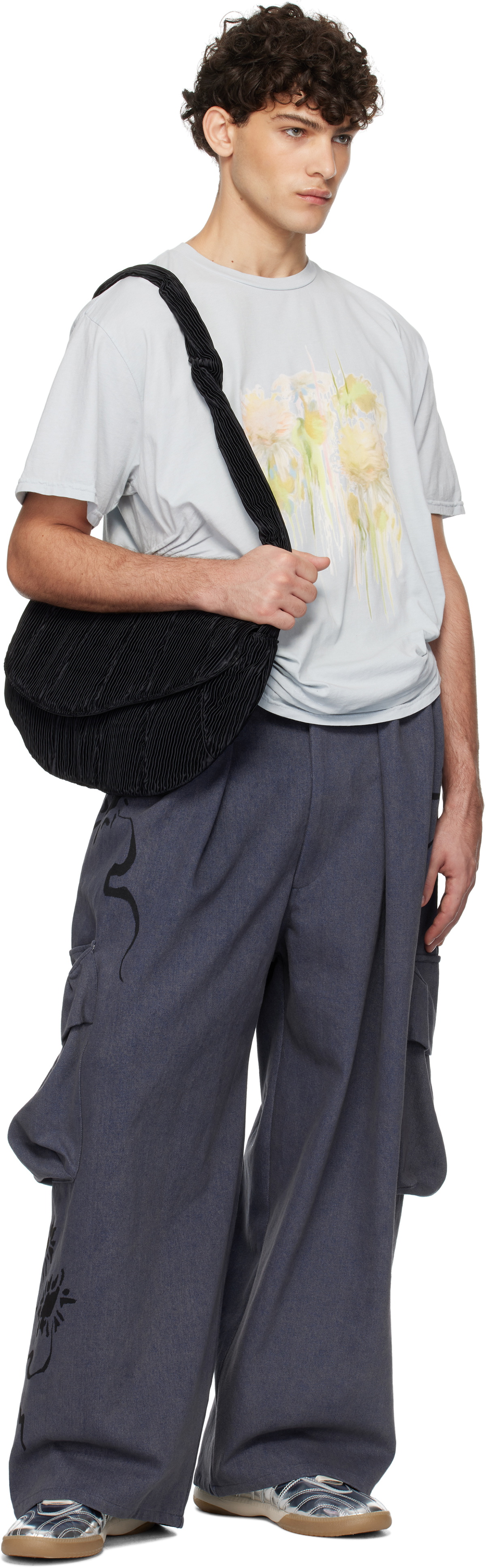Collina Strada Blue Pleated Denim Cargo Pants