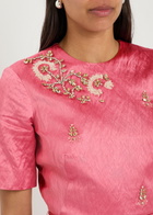 Erdem Embellished Satin Midi Dress Pink
