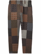 4SDesigns - Cravat Straight-Leg Patchwork Wool-Blend Jacquard Trousers - Brown