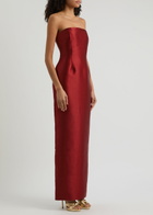 Solace London Lea Cape-effect Faille Gown Dark Red